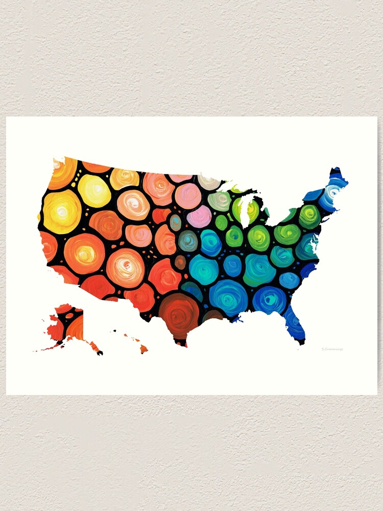 United States Of America Map 1 Colorful Usa Art Print By Sharoncummings Redbubble