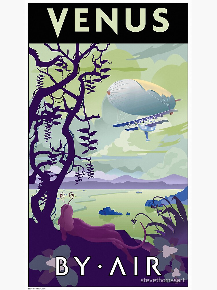 Thumbnail 4 of 4, Metal Print, Venus By Air Travel Poster designed and sold by stevethomasart.