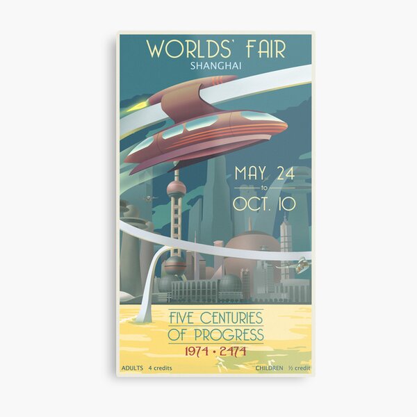 Futuristic Earth Travel Poster Metal Print