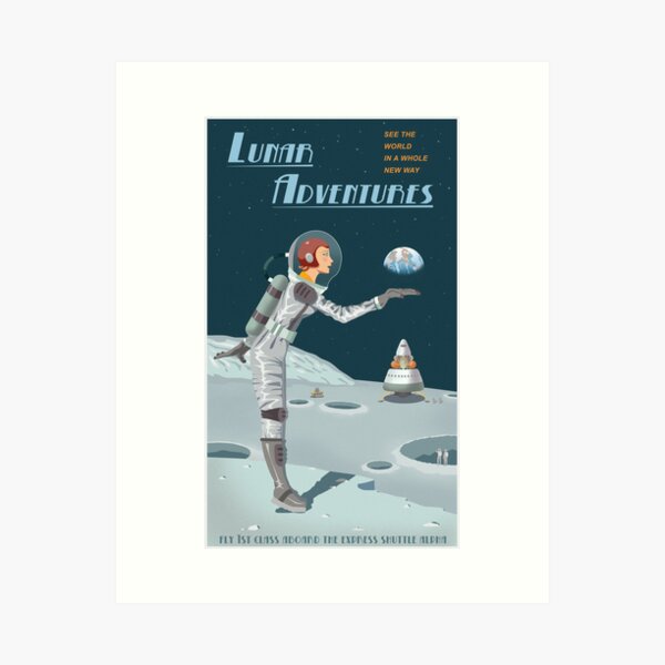 Item preview, Moon Travel Poster designed and sold by stevethomasart.
