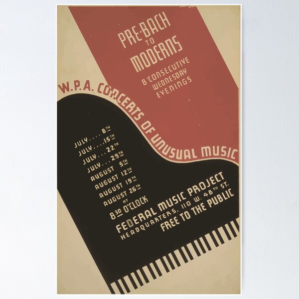 Item preview, WPA United States Government Work Project Administration Poster 0642 Pre Bach to Moderns Federal Music Project designed and sold by wetdryvac.