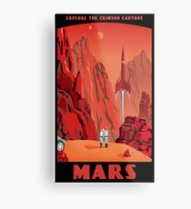 Affiche de voyage de Mars Impression métallique