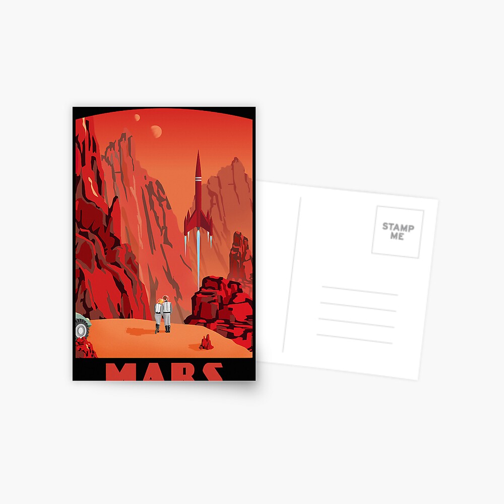 Mars Travel Poster Postcard