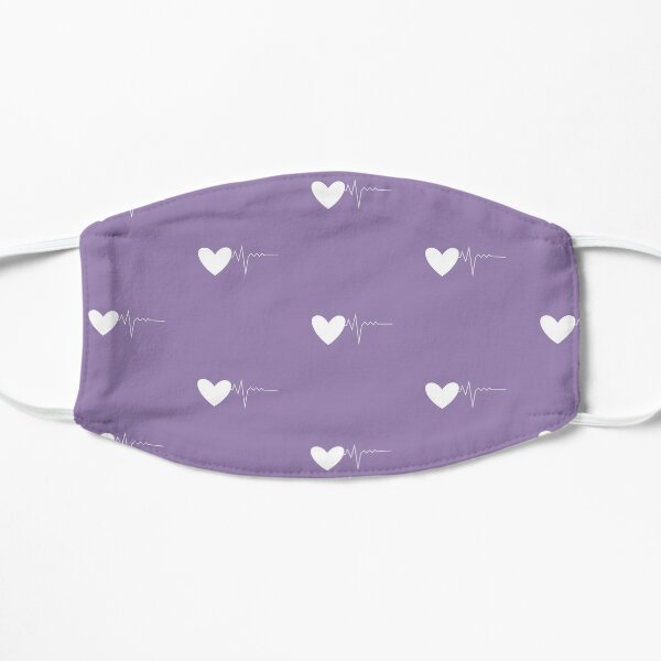 Lavender Purple color mask, Pastel heartbeat color face mask, Lavender Purple pastel Flat Mask