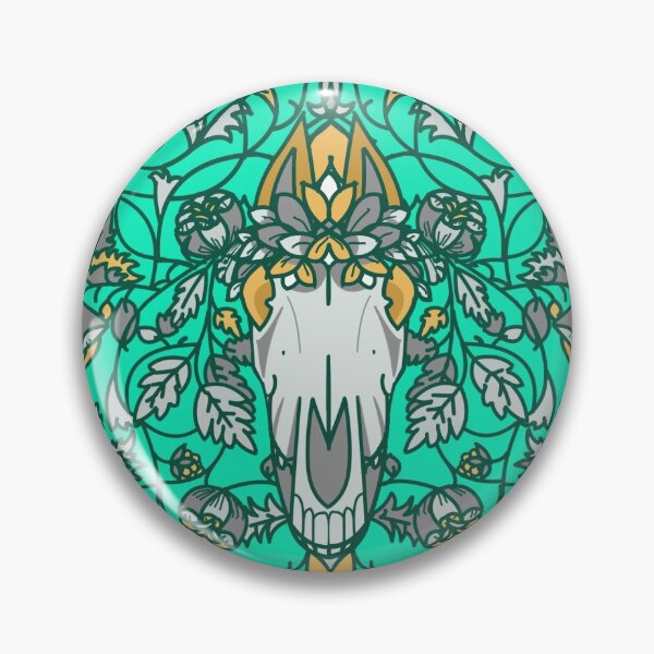 Item preview, Mari Lwyd art nouveau green pattern designed and sold by skullsandsheets.