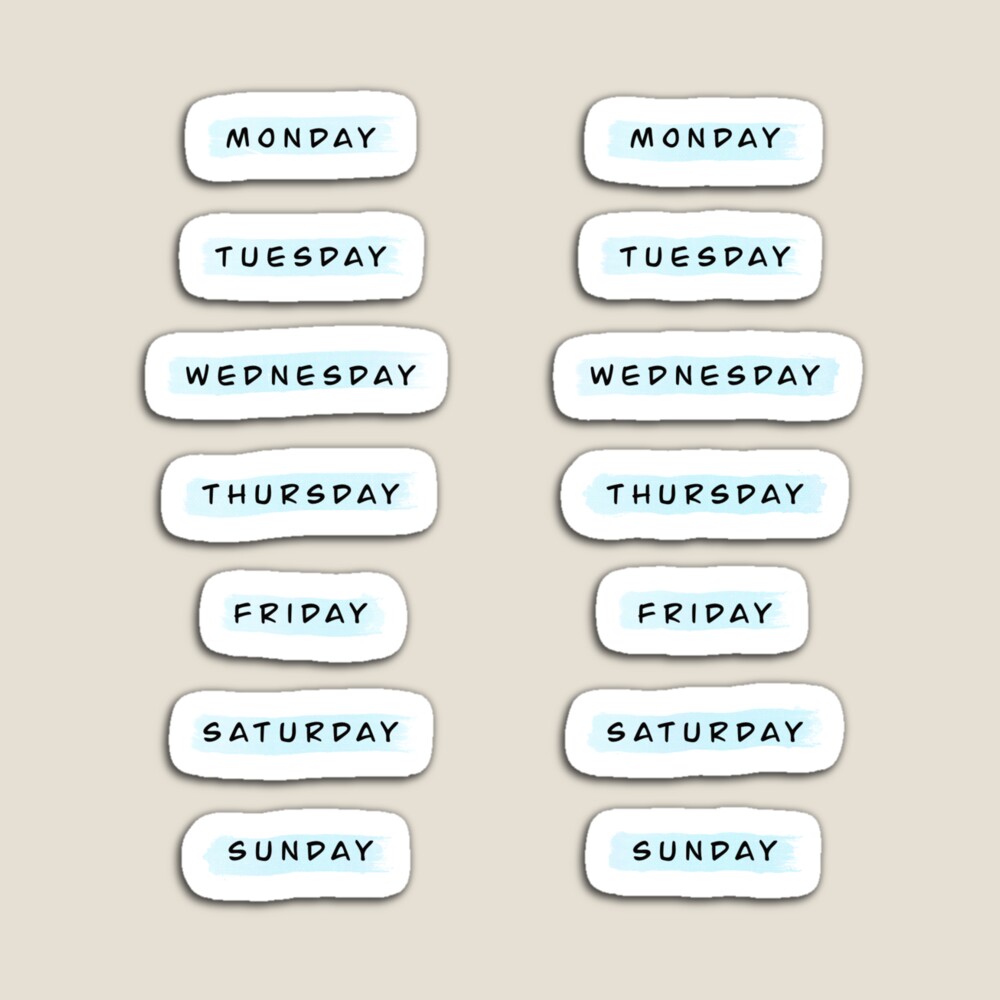 Bullet journal, days of the week Sticker for Sale by Hyper-Hoot