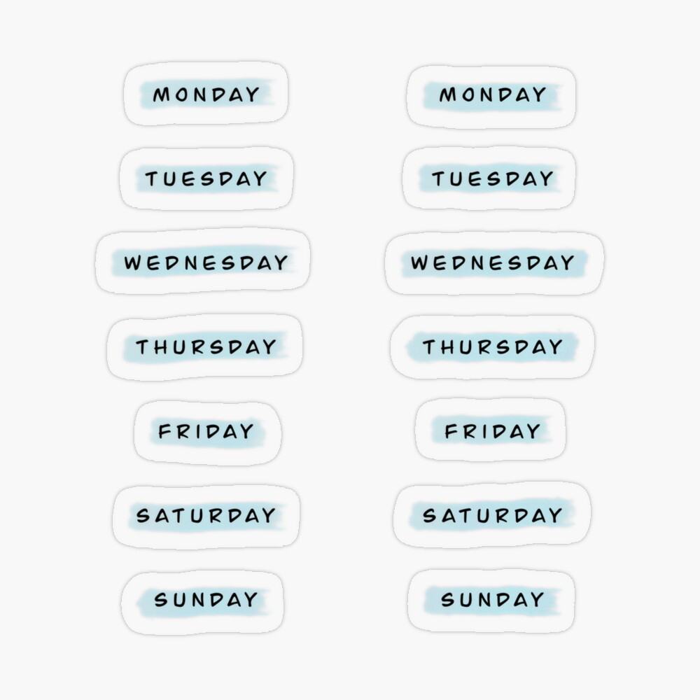 Bullet journal, days of the week Sticker for Sale by Hyper-Hoot