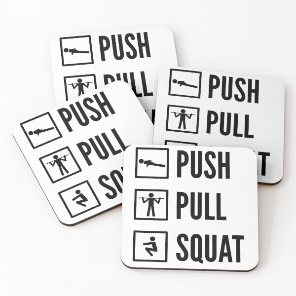 Item preview, PUSH PULL SQUAT - Bodyweight Fitness Design with Icons/Text in Black designed and sold by ramiro.