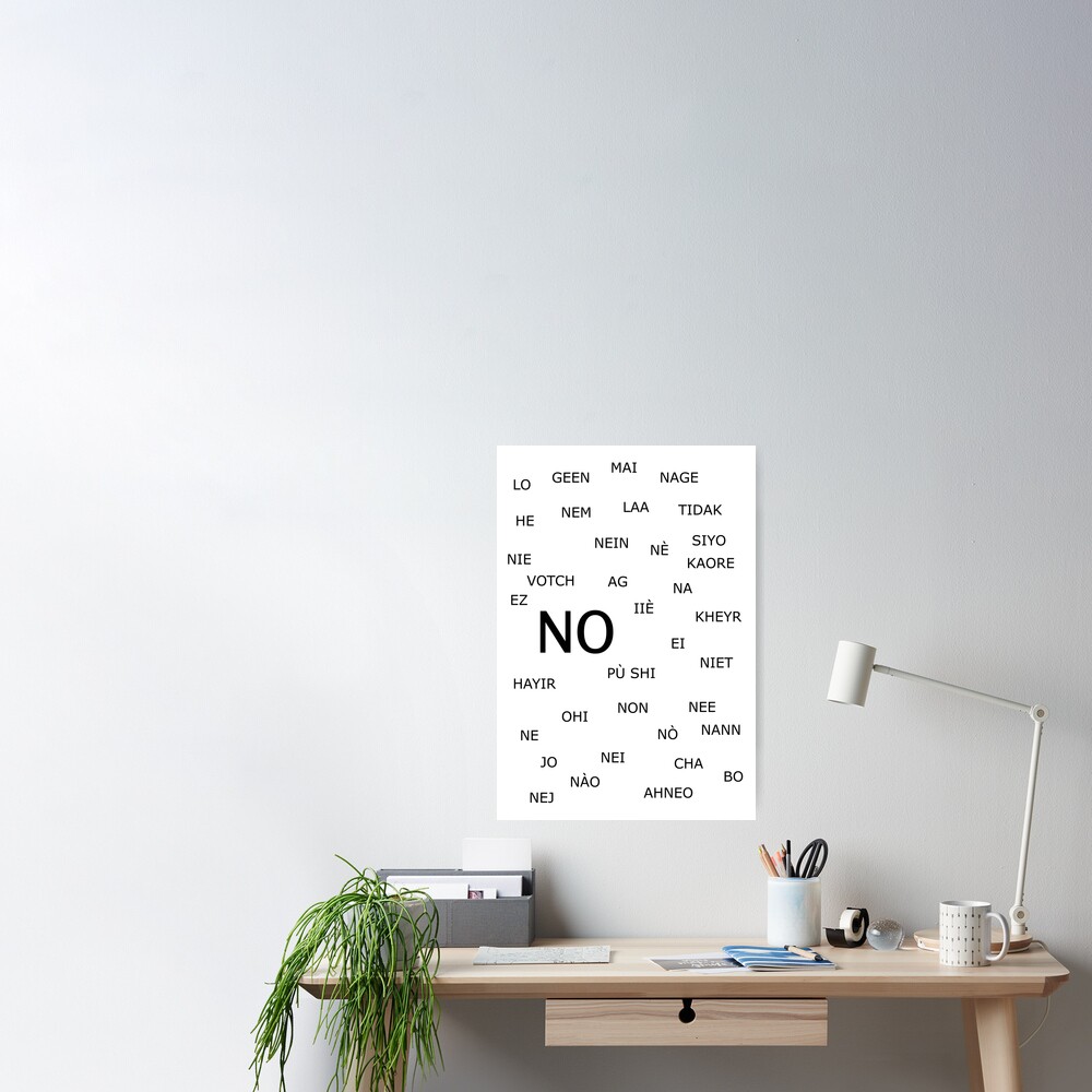 no-in-many-languages-poster-for-sale-by-claudia-evans-redbubble