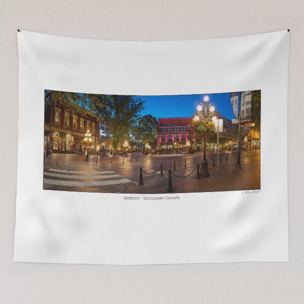 Item preview, Gastown district during blue hour. "Gassy Jack" statue on the square.  designed and sold by AndreasPrott.
