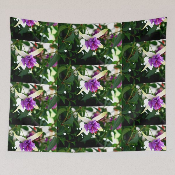 Item preview, Fuchsia Blossoms in bloom, Garden flowers, Purple flowers, green and purple decor,  designed and sold by LCAppling.