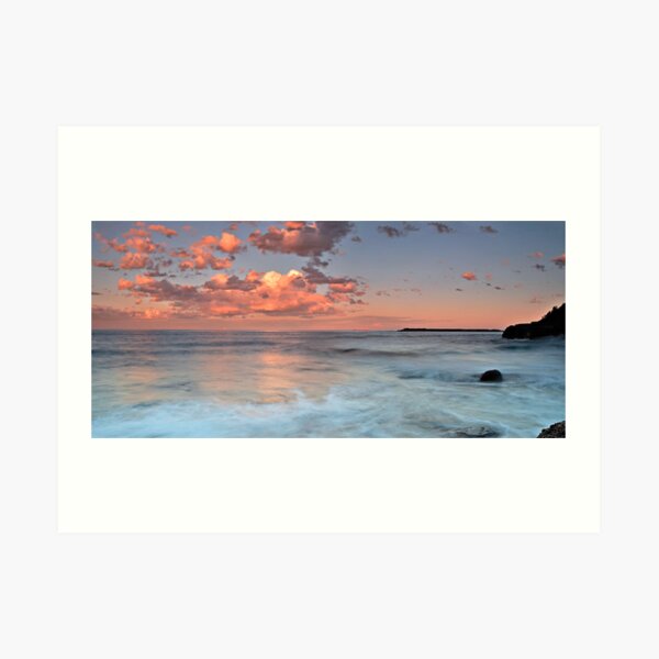 Pink Pano, Caves Beach Art Print