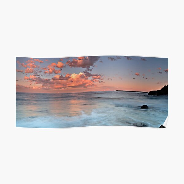 Pink Pano, Caves Beach Poster