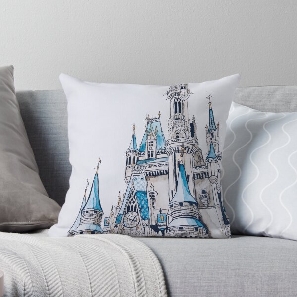 Cinderella's Castle Watercolor Throw Pillow
