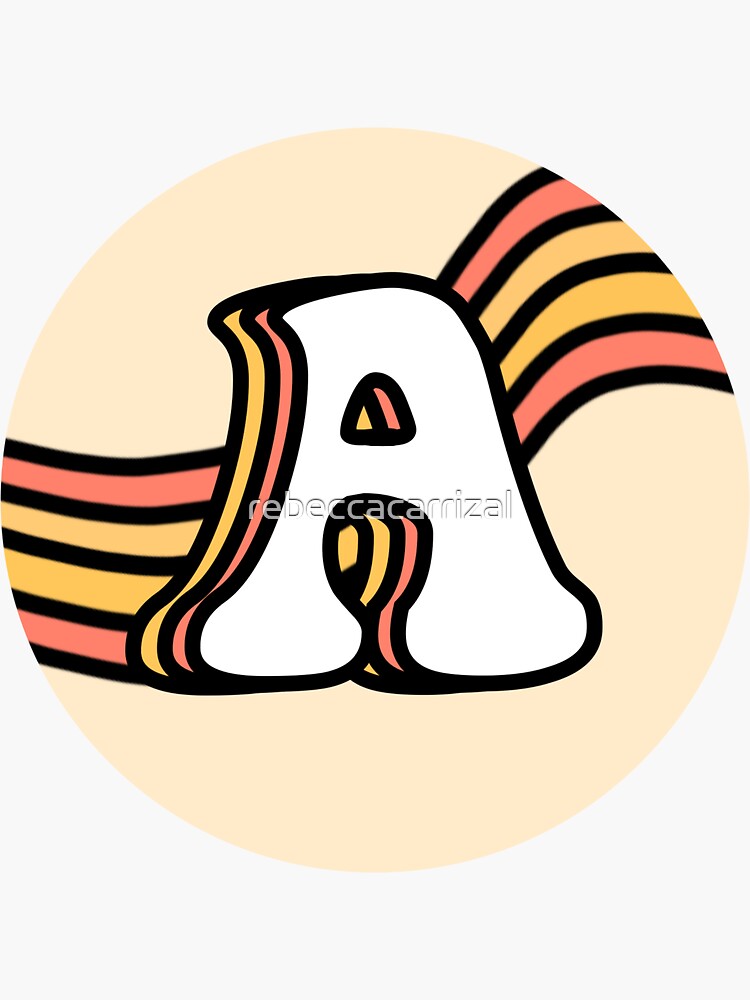 "Retro Alphabet Letter A" Sticker for Sale by rebeccacarrizal Redbubble