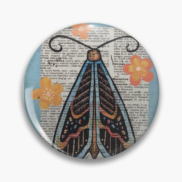 Item preview, Blue Dictionary Moth with Orange Flowers Collage designed and sold by Diana Garrison.