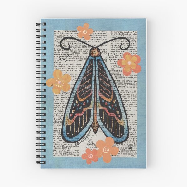 Item preview, Blue Dictionary Moth with Orange Flowers Collage designed and sold by Diana Garrison.