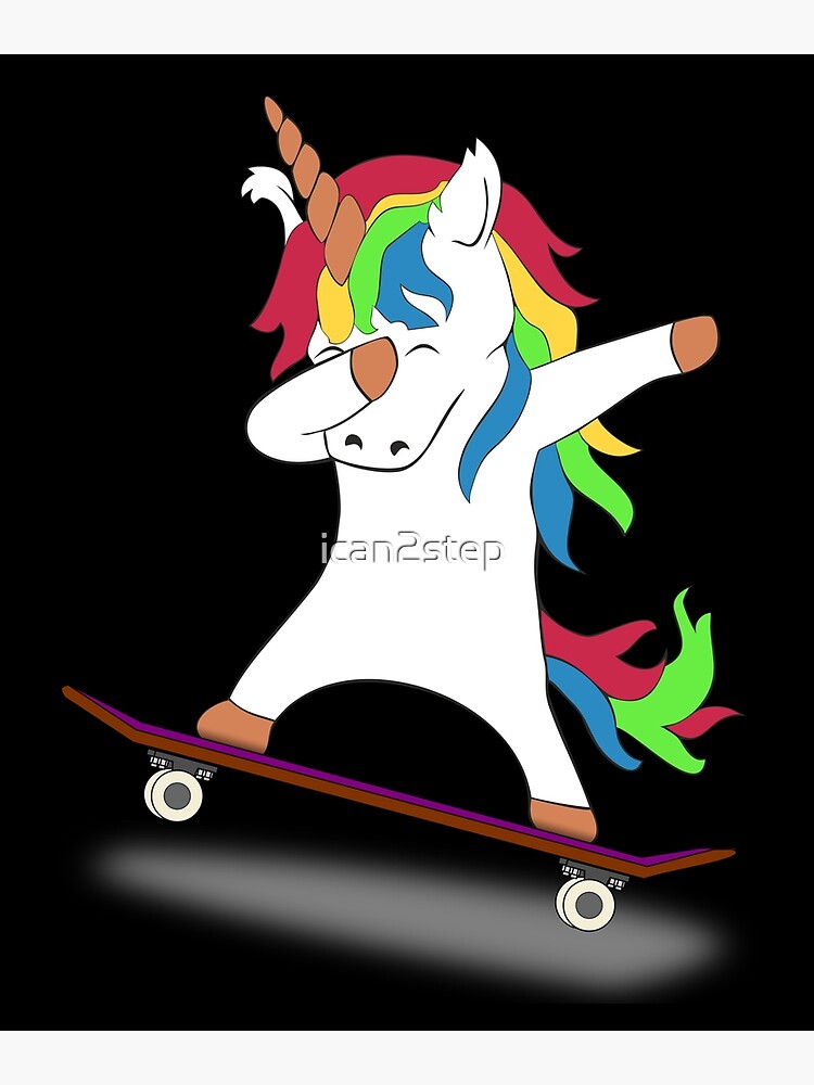 Dabbing Unicorn Skateboard Tshirt Skating Tee by ican2step