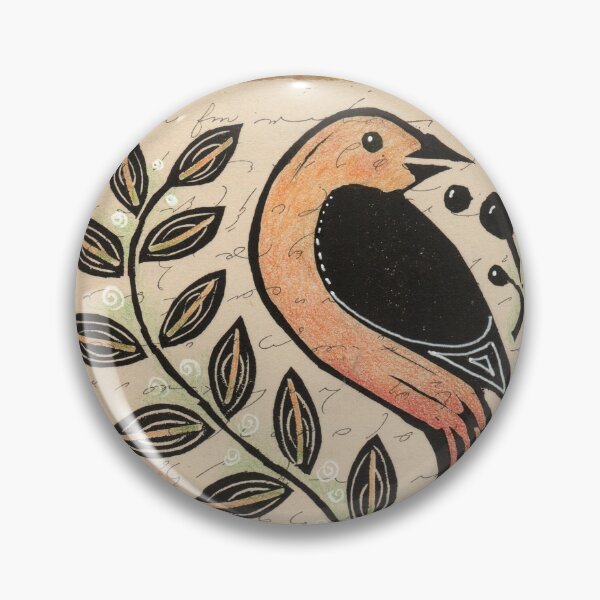 Item preview, Orange Shorthand Bird and Leaves Collage designed and sold by Diana Garrison.