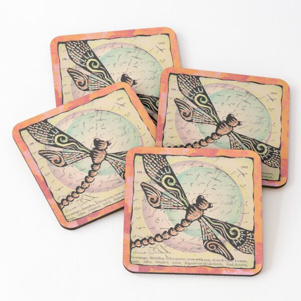 Item preview, Multi-colored Shorthand Dragonfly with Moon Collage designed and sold by Diana Garrison.