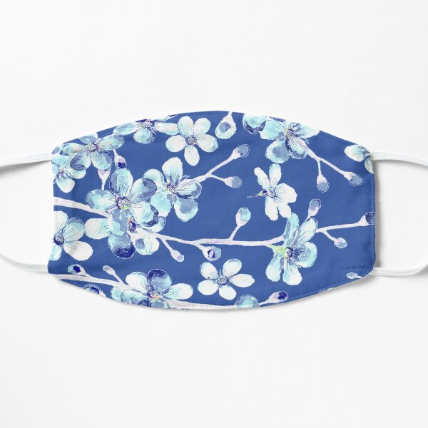 blue and white cherry blossom, Chinoiserie, Hamptons Style interiors. Flat Mask