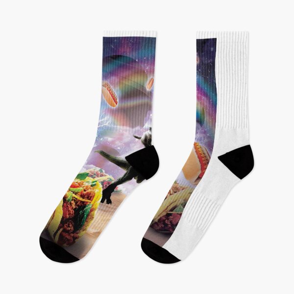 Item preview, Space Cat Riding Dinosaur Unicorn - Hotdog & Taco designed and sold by SkylerJHill.