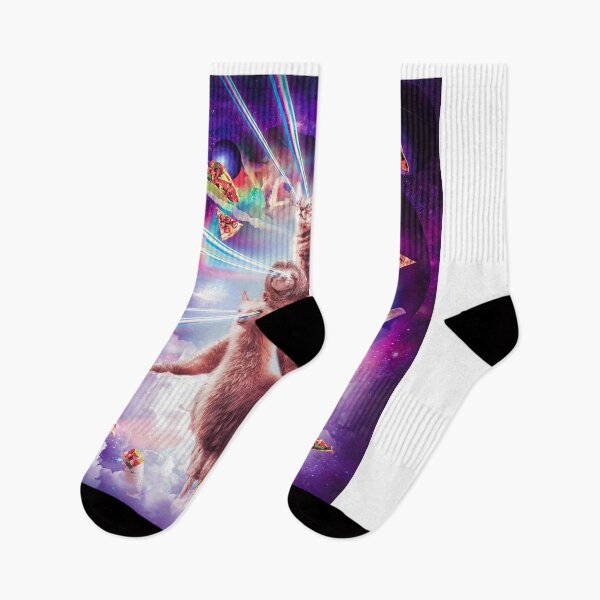 Item preview, Laser Eyes Space Cat Riding Sloth, Llama - Rainbow designed and sold by SkylerJHill.