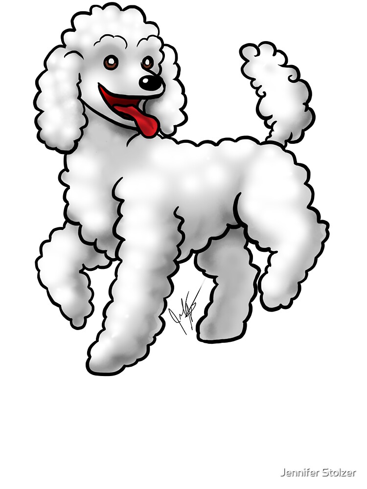 pois】square poodle onepiece / white Dog - Poodle - White