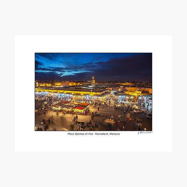 Place Djemaa el-Fna in Marrakech, Morocco, at twilight Photographic Print