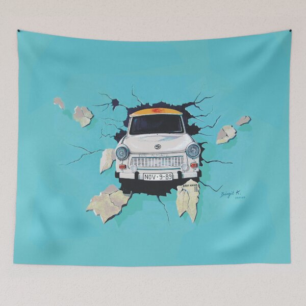 Item preview, Trabbie Berlin Wall Graffiti Art Birgit K All-Over Printed T-Shirt designed and sold by thecheek.