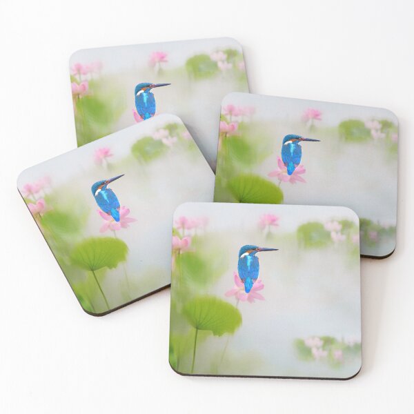 Item preview, Kingfisher Bird on Pink Lotus designed and sold by FineArtography.