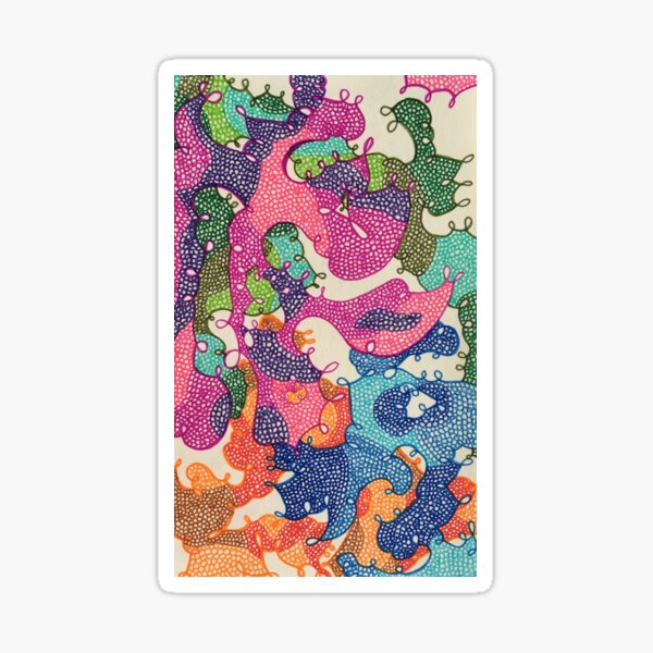 Abstract Brightly Colored Amoebic Pattern Sticker