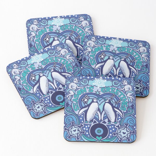 Item preview, Cool Christmas winter holiday penguins with cupids and snowflakes designed and sold by stodd.