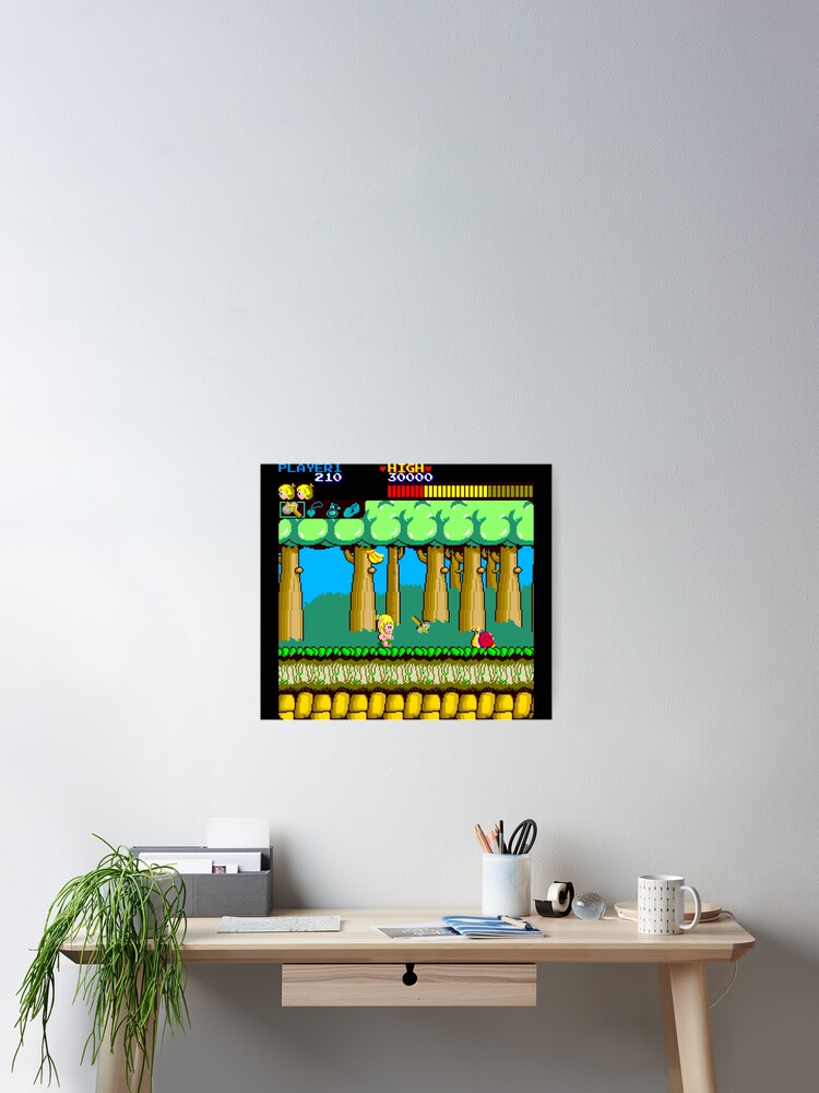 Arcade Wonderboy Retro Vintage Pixel Art 80s Videogames Poster By Frikybomb Redbubble