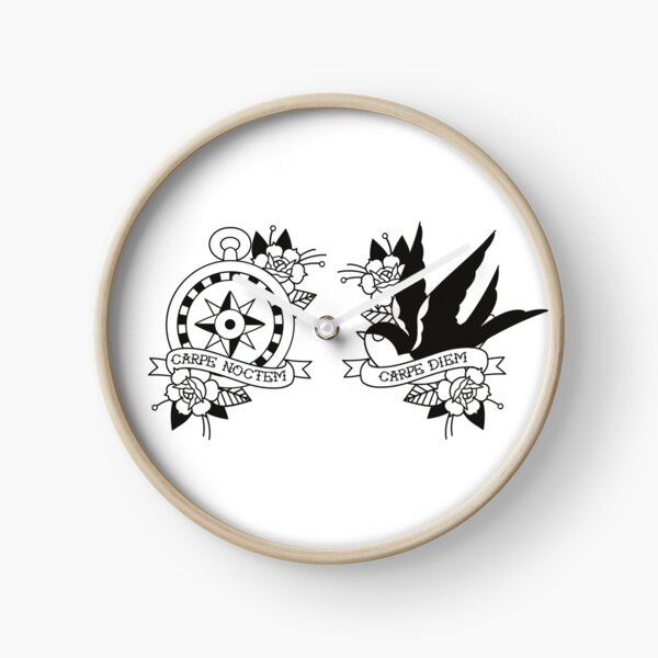 Carpe Noctem Traditional Tattoo Compass on White Carpe Noctem Traditional Tattoo Compass on White