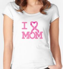 I Heart MOM - Breast Cancer Awareness Women's Fitted Scoop T-Shirt