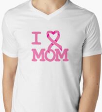 I Heart MOM - Breast Cancer Awareness Men's V-Neck T-Shirt