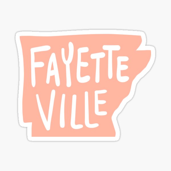 Fayetteville Arkansas - State Outline in Coral Pink Sticker