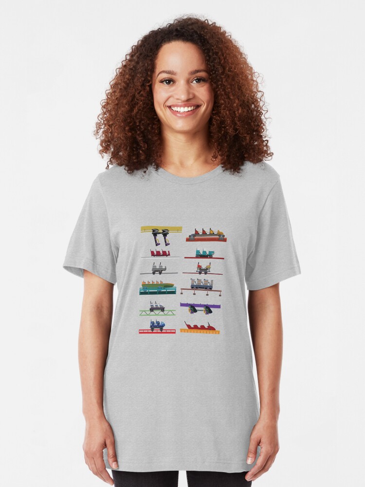 Alternate view of Six Flags Over Texas Coaster Cars Design Slim Fit T-Shirt