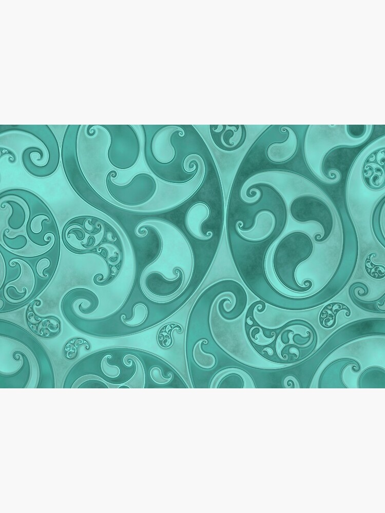 Turquoise Paisley Swirls and Spirals Pattern by RootSquare