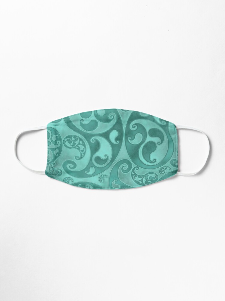 Alternate view of Turquoise Paisley Swirls and Spirals Pattern Mask