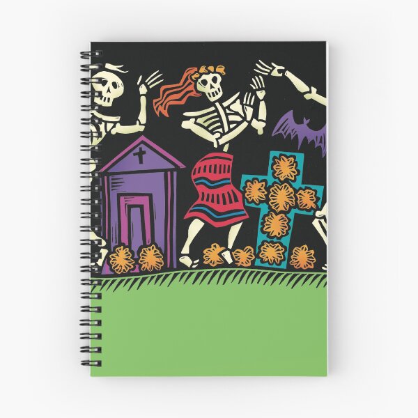 Item preview, Día de los muertos esqueletos bailando en un cementerio. designed and sold by stodd.