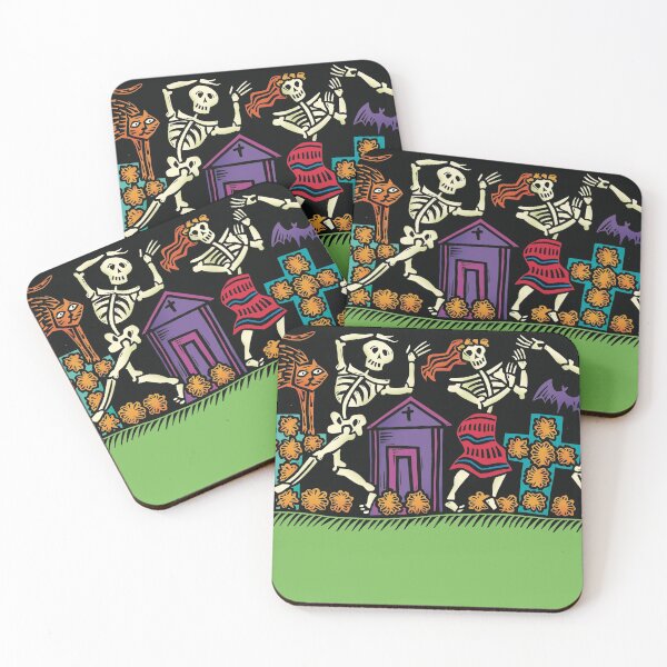 Item preview, Day of the Dead skeletons dancing in a graveyard. designed and sold by stodd.