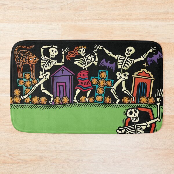 Item preview, Day of the Dead skeletons dancing in a graveyard. designed and sold by stodd.