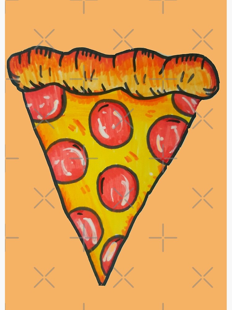 Pizza Pepperoni Hand Drawing Workart Greeting Card By Asmaahassani Redbubble