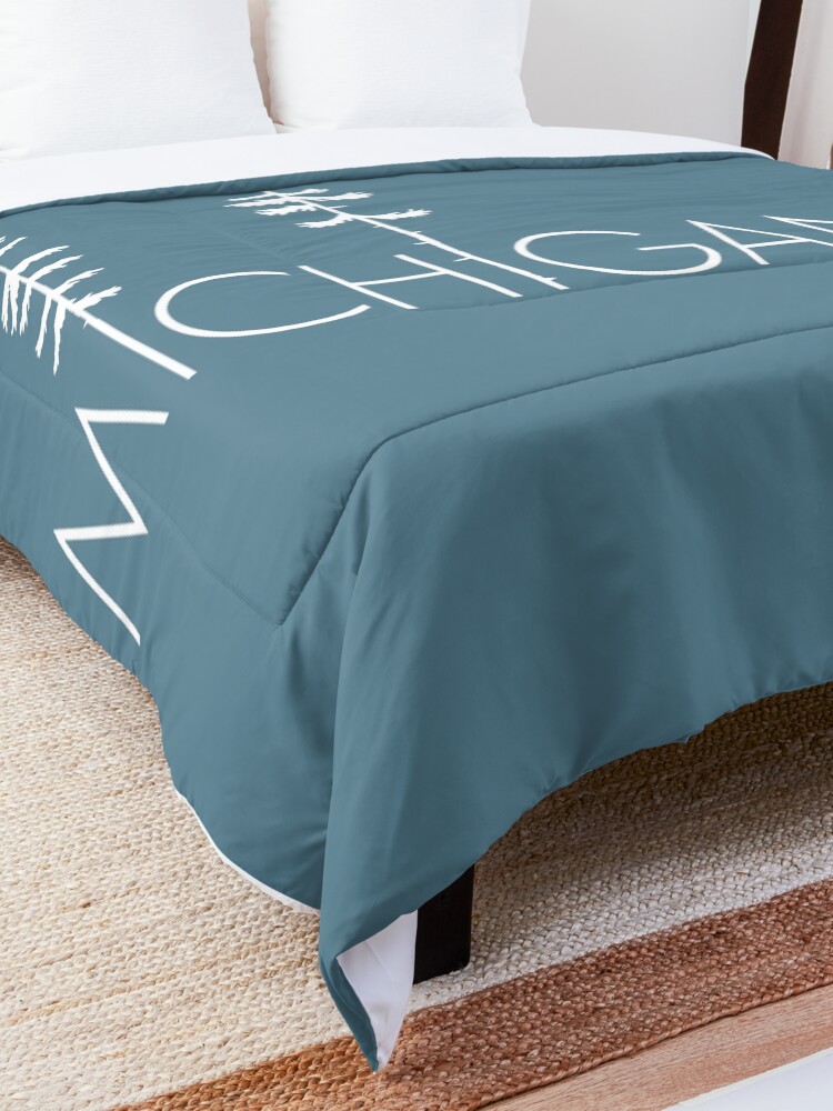 Alternate view of Proud Michigander, Michigan Up North Pine Trees Comforter