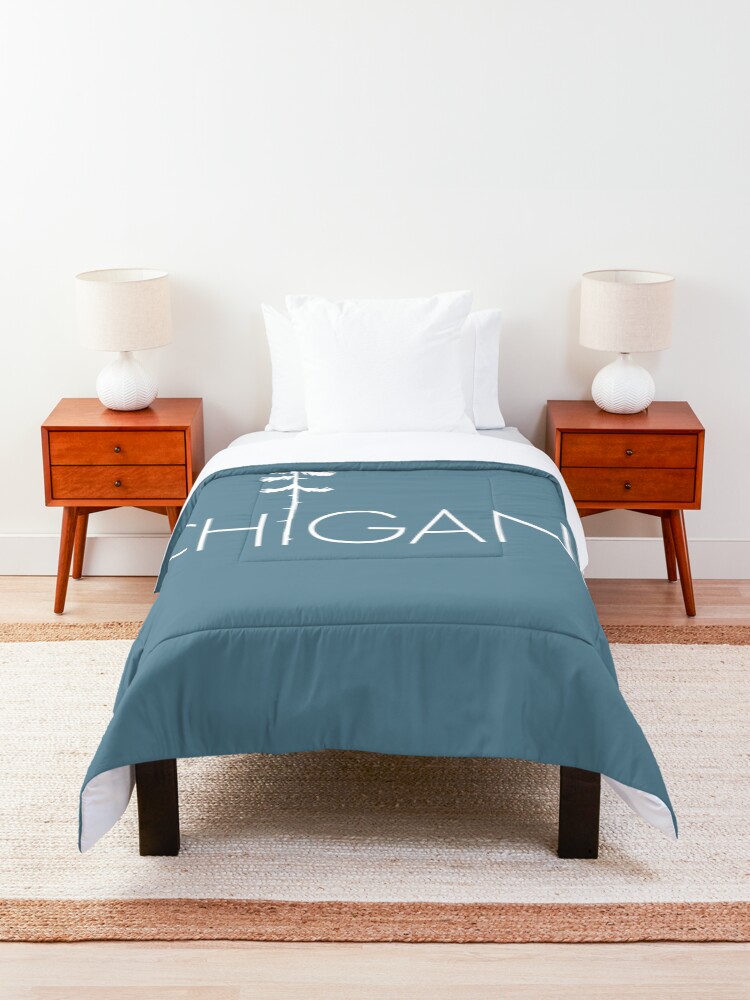 Alternate view of Proud Michigander, Michigan Up North Pine Trees Comforter