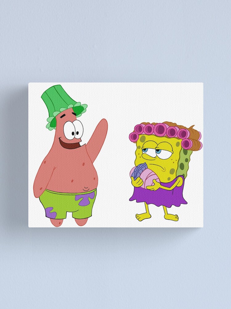 Mama Spongebob And Daddy Patrick Sticker Set Canvas Print By Eltonjuan Redbubble