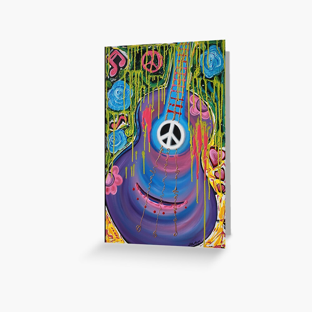 Peace Guitar Hippie Abstract Art Greeting Card For Sale By Barbosaart Redbubble 3562