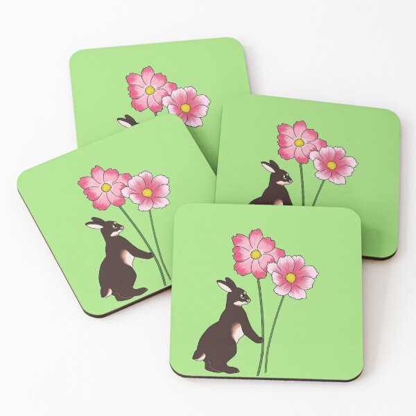 Item preview, Rabbit with cosmos flowers designed and sold by Oleander Schweiger.